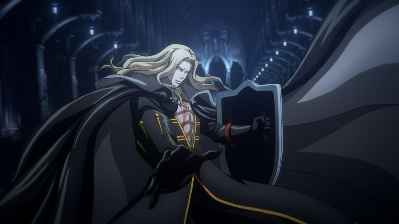 آلوکارد در حال مبارزه در فصل چهارم انیمه Castlevania 