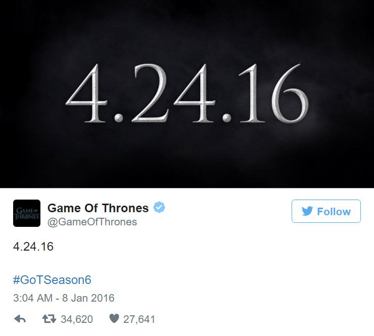 تاریخ آغاز فصل ششم Game of Thrones