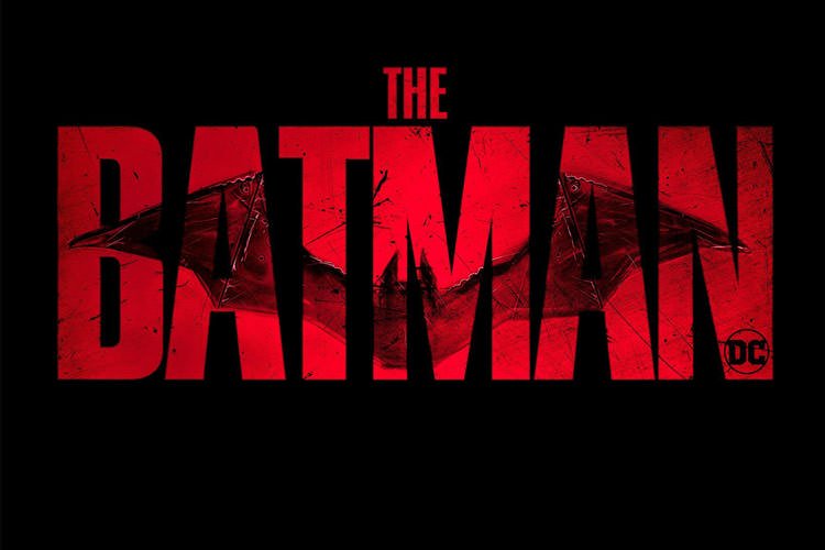 لوگو فیلم The Batman با نقاشی خفاشی روی نوشته قرمز قرارگرفته بر بک گراند سیاه