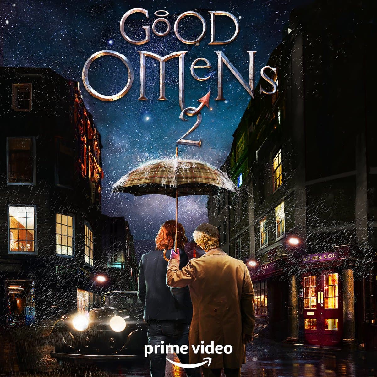 دیوید تننت در نقش کراولی و مایکل شین در نقش ازیرافیل در پوستر فصل دوم سریال Good Omens