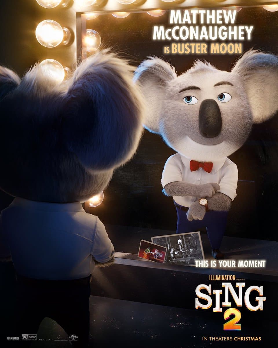 پوستر شخصیت باستر مون در انیمیشن Sing 2